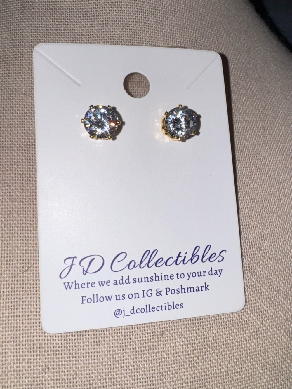 Swarovski Crystal Elements Gold Earrings Solitaire Clear Round Six Prong Stud